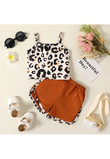 2pcs Baby Girl Leopard Cami Top and Shorts Set