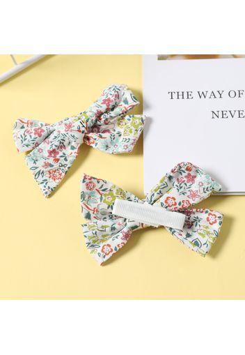 2-pack Allover Print Bowknot Fly Ripped Bowknot Hair Clips for Girls