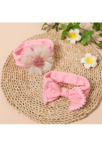 2-pack Bow Net Yarn Floral Design Headband for Girls