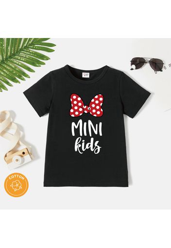 Kid Girl Letter Bowknot Print Polka dots/Leopard Short-sleeve 95% Cotton Tee