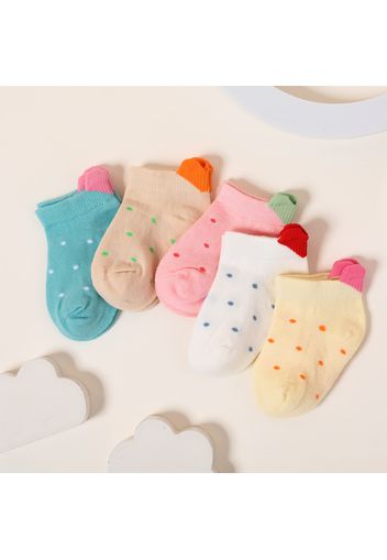 5-pairs Baby / Toddler / Kid Dots Pattern Mesh Breathable Socks