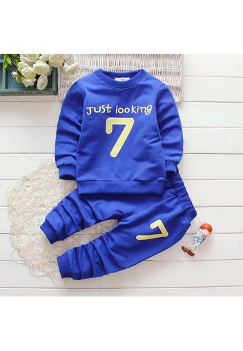 2-piece Toddler Boy Letter Number Print Pullover Sweatshirt and Pants Set