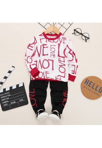 2-piece Toddler Boy Letter Print Hoodie Sweatshirt and Pants Set