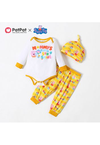 Peppa Pig 3-piece Baby Boy/Girl 'Mommy's Sunshine' Bodysuit and Allover Pants Set With Hat