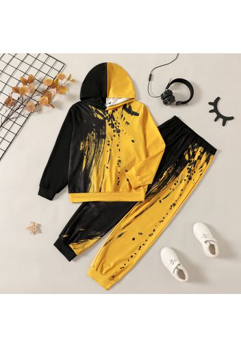 2-piece Kid Boy Painting Print Hoodie Sweatshirt and Pants Set