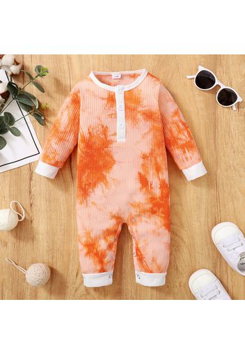 Tie Dye Long-sleeve Cotton Ribbed Baby Jumpsuit