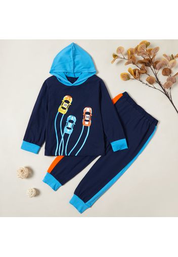 2-piece Kid Boy Car Race Print Sweatshirt and Pants Set