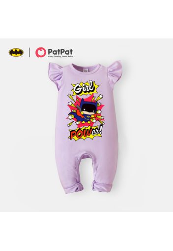 Batman Baby Girl Graphic Flutter-sleeve Cotton Jumpsuit