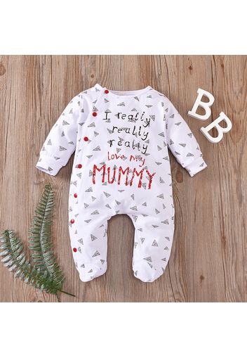 Letter Dots Triangle Print Footed/footie Long-sleeve Baby Jumpsuit