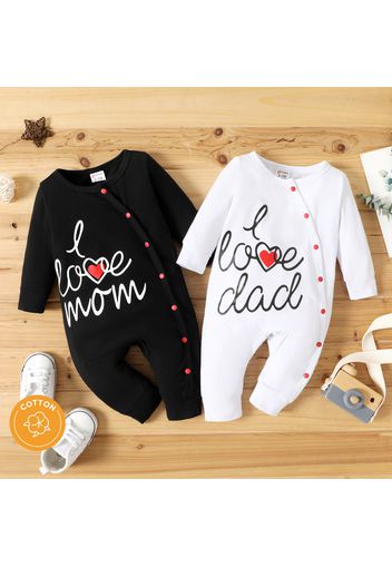 Baby Boy/Girl 95% Cotton Long-sleeve Love Heart & Letter Print Snap Jumpsuit