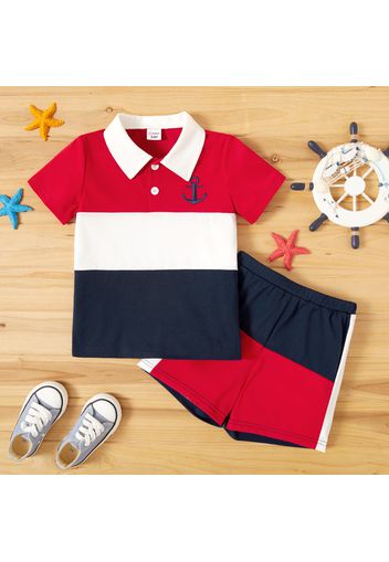 Toddler Boy Colorblock Polo shirt And Shorts