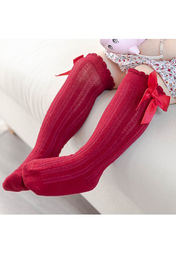 Baby / Toddler Bow Ruched Trim Antiskid Glue Tube Socks