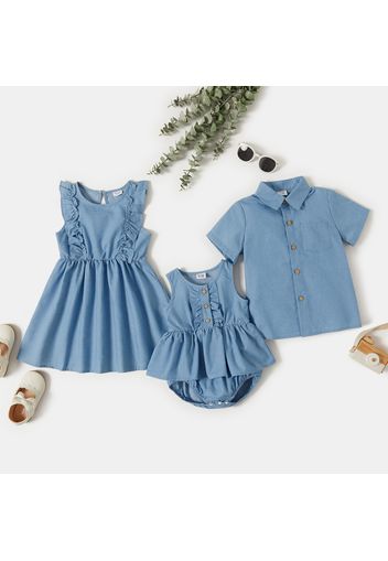 Mosaic Solid Denim Sibling Matching Blue Sets