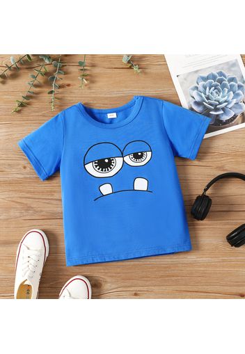 Kid Boy Funny Face Emoji Print Short-sleeve Tee