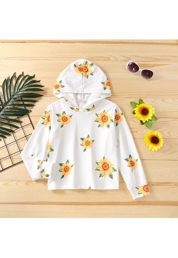 Kid Girl Sunflower/Stars Print Hoodie Sweatshirt