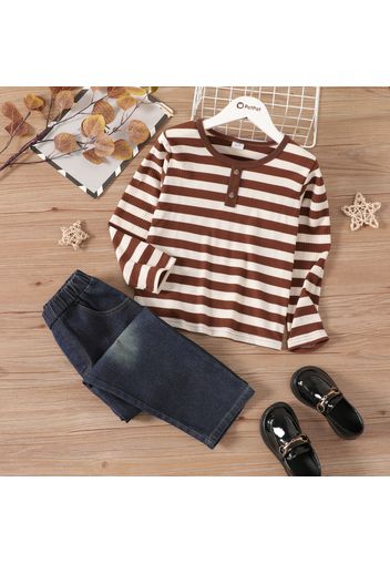 2-piece Kid Boy Stripe Long-sleeve Tee and Denim Jeans Casual Set