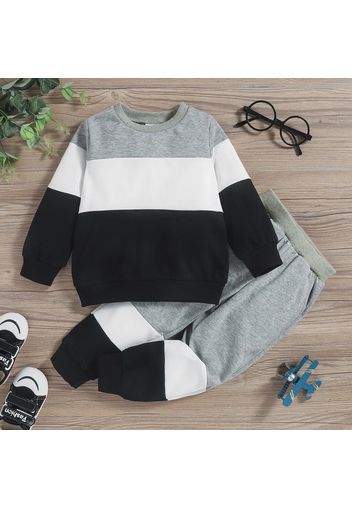 2-piece Toddler Girl/Boy Colorblock Pullover and Elasticized Pants Set