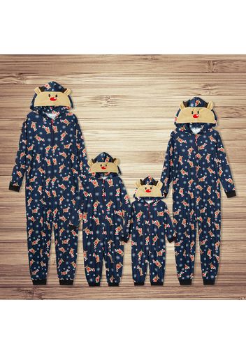 Mosaic Reindeer Family Matching Hooded Onesies Pajamas for Dad - Mom - Kid - Baby (Flame Resistant)