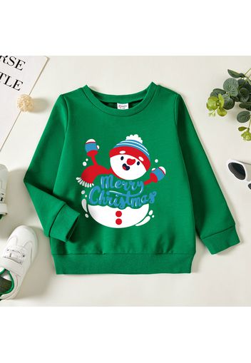 Christmas Toddler Graphic Snowman and Letter Print Long-sleeve Pullover