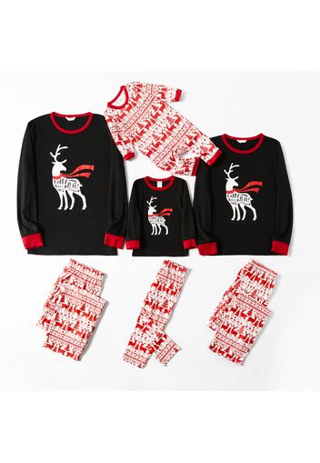 Christmas Reindeer and Letter Print Family Matching Long-sleeve Pajamas Sets (Flame Resistant)