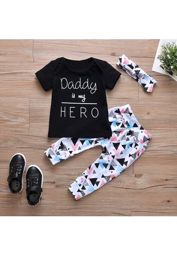 3pcs Letter and Geometric Print Baby Set