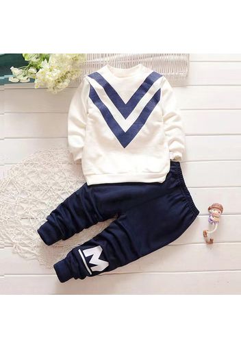 2-piece Toddler Boy Striped Pullover Sweatshirt and Letter Print Pants Set