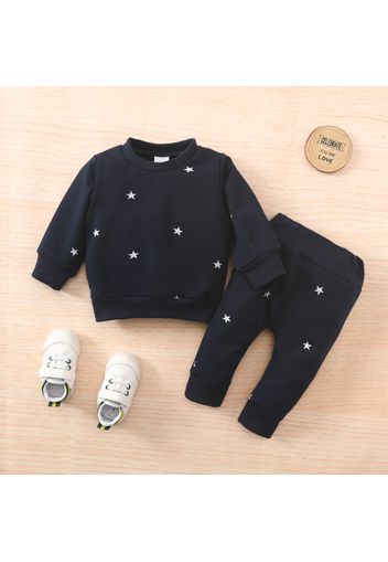 2pcs Baby All Over Polka Dots Long-sleeve Pullover and Trousers Set