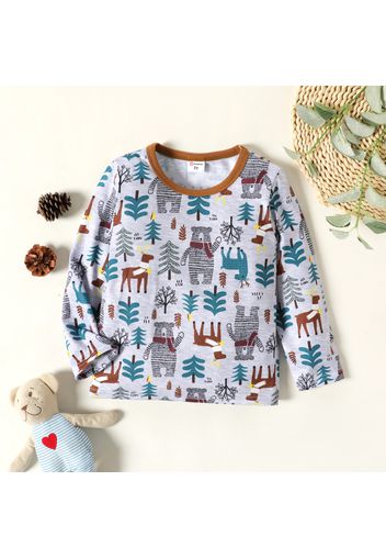 Toddler Boy Tree Animal Print Long-sleeve Casual Tee