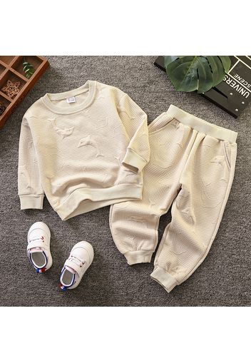 2pcs Toddler Boy Playful Dolphin Textured Sweatshirt and Pants Set