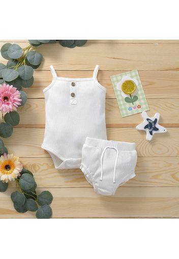 Ribbed 2pcs Solid Sleeveless Baby Set