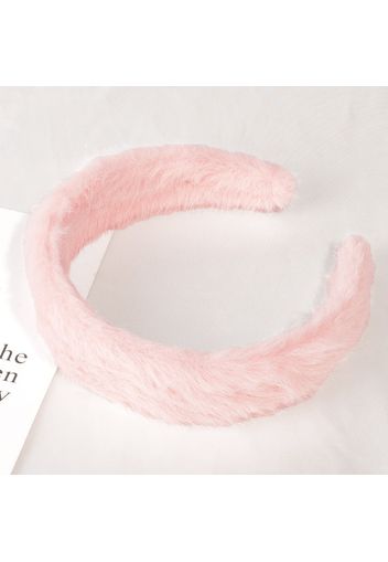 Women Pure Color Fluffy Fleece Headband Makeup Cosmetic Shower Hairband Hair Accessory