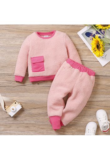 2-piece Toddler Girl Berber Fuzzy Fleece Pullover and Pants Set