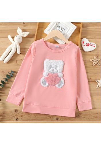 Kid Girl Fox Flip Sequin/Bear Embroidered Pullover Sweatshirt