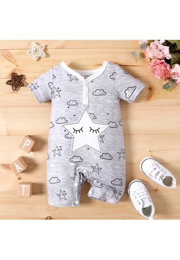 Baby Girl All Over Stars Print Short-sleeve Romper