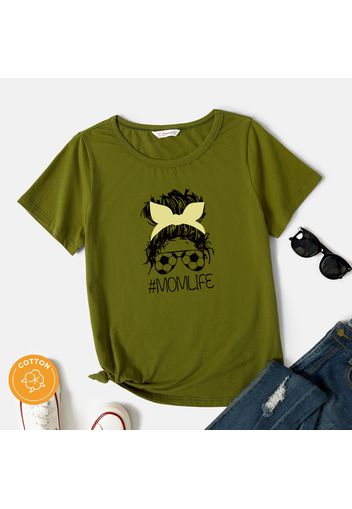 Women Graphic Portrait and Letter Print Round-collar Short-sleeve Tee