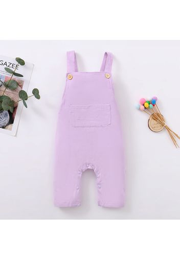 Solid Pocket Decor Sleeveless Baby Jumpsuit Overalls