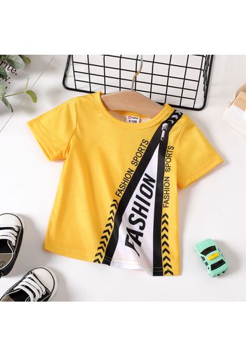 Baby Boy Letter Print Colorblock Short-sleeve T-shirt