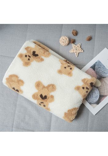 Cartoon Bear Pattern Fleece Blankets Home Bed Blanket Kids Bedding Soft Plush Blanket for All Seasons