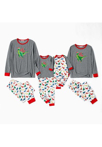 Mosaic Family Matching Colorful Dinosaur Christmas Pajamas Set(Flame Resistant)