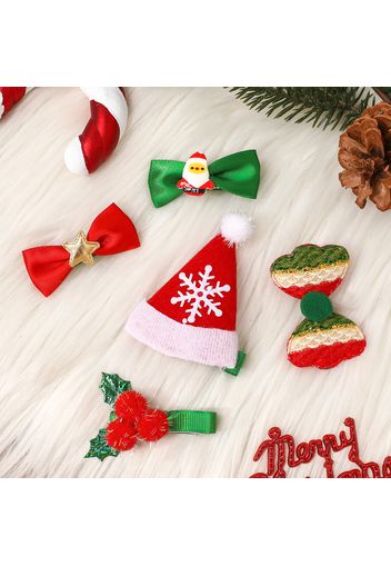 5-pack Christmas Hair Clip Party Hair Accessory Ornament Set