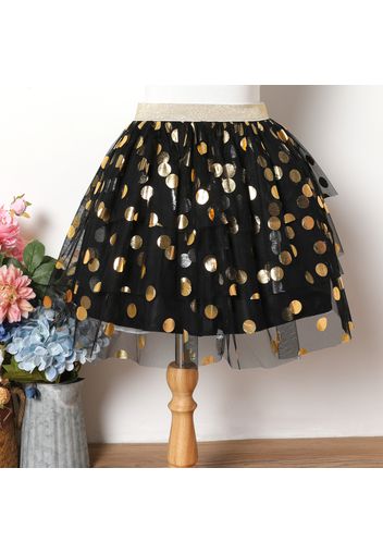 Kid Girl Glitter Polka dots Layered Mesh Skirt