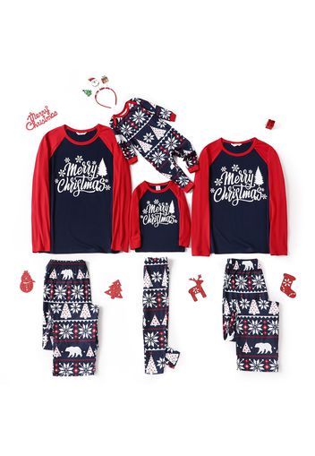 Christmas Letter Print Family Matching Raglan Long-sleeve Pajamas Sets