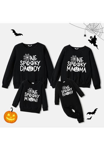 Halloween Family Matching 100% Cotton Long-sleeve Graphic Black Pullover Sweatshirts