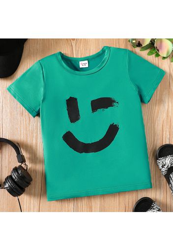 Kid Girl Face Emojis Print Short-sleeve Tee