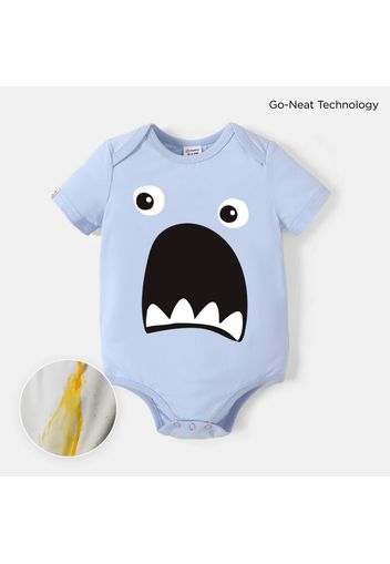 Go-Neat Water & Stain Resistant Eco Baby Boy Cartoon Shark Print Short-sleeve Romper