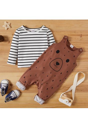 Baby Boy Striped Top & Animal Overalls Sets