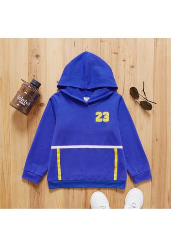 Kid Boy Number Print Stripe Hoodie Sweatshirt