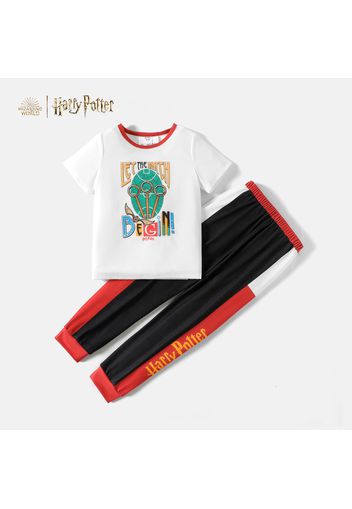 Harry Potter 2pcs Kid Boy/Girl Letter Print Short-sleeve Tee and Elasticized Colorblock Pants Set