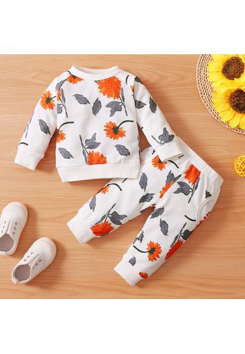 2-piece Toddler Girl Floral Print Pullover Sweatshirt and Elasticized Pants Set