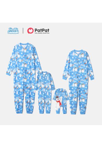 Frosty The Snowman Family Matching Allover Zip-up Onesies Pajamas